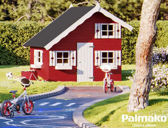 Palmako 7x6 Tom Wood Playhouse Shed Painted Red and White