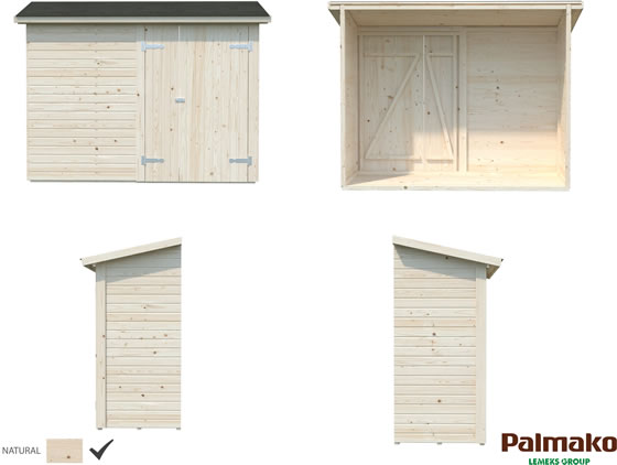 Palmako 8x3 Leif Wood Shed View All Sides