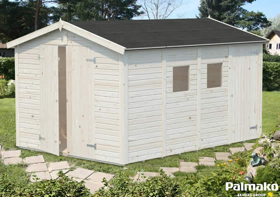 Palmako 9x12 Dan Wood Shed Assembled - Natural Untreated Wood