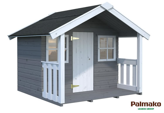 Palmako 6x6 Felix Wood Playhouse Shed Painted Gray and White