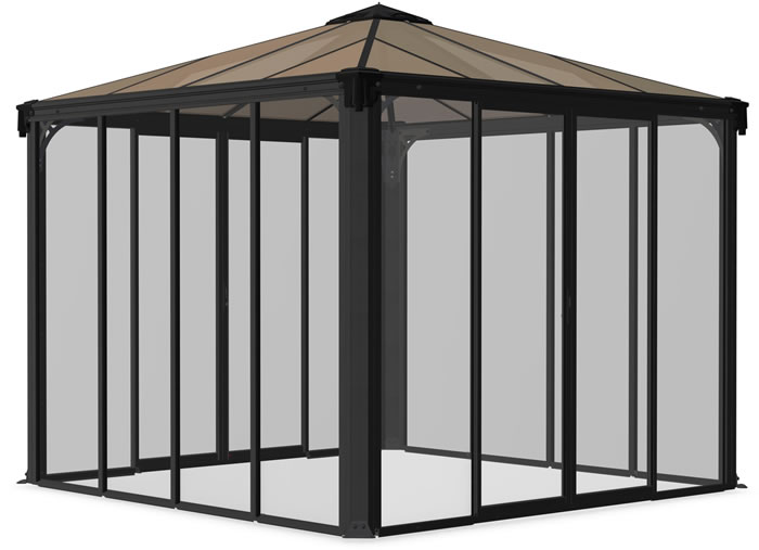 Palram 10x10 Ledro Enclosed Gazebo Kit - Gray / Bronze