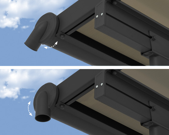 Adjustable gutters help direct and collect rainwater for convenient water management.