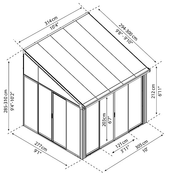 Palram - Canopia 10x10 SanRemo Patio Enclosure Measurements