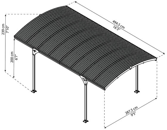 Palram - Canopia 10x16  Atlas 5000 Carport - Gray/Bronze 