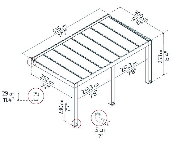Palram - Canopia 10x17 Helsinki Patio Cover Measurements