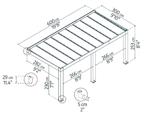 Palram - Canopia 10x20 Helsinki Patio Cover Measurements