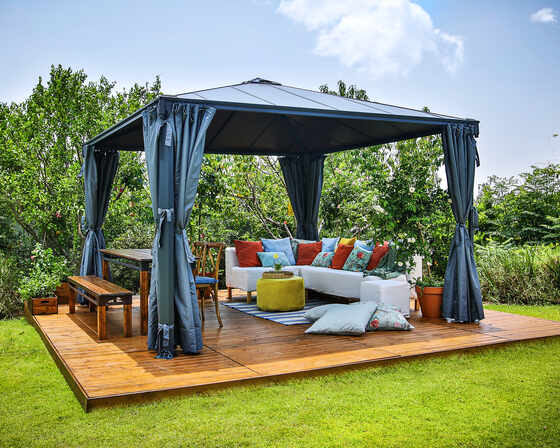 Palram Palermo Gazebo Kit -  Assembled in Backyard Patio