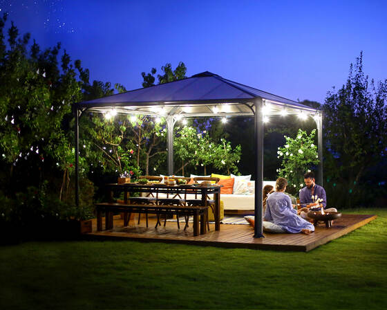 Palram Palermo Gazebo Kit - Night image view