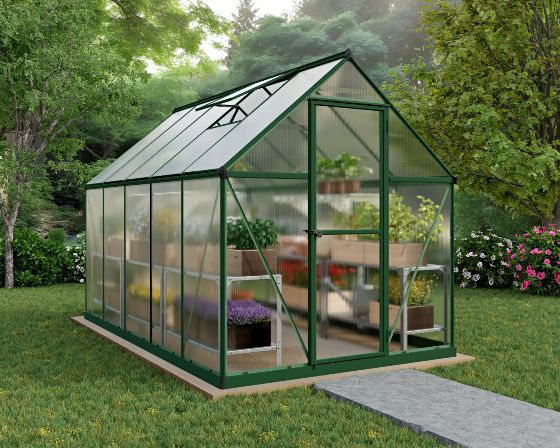 Transform your outdoor area with a stylish greenhouse made from virtually unbreakable polycarbonate.