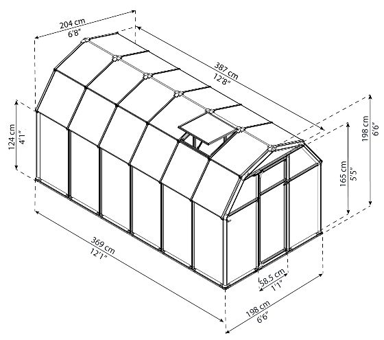 Palram 6x12 EcoGrow 2 Twin Wall Greenhouse Measurements