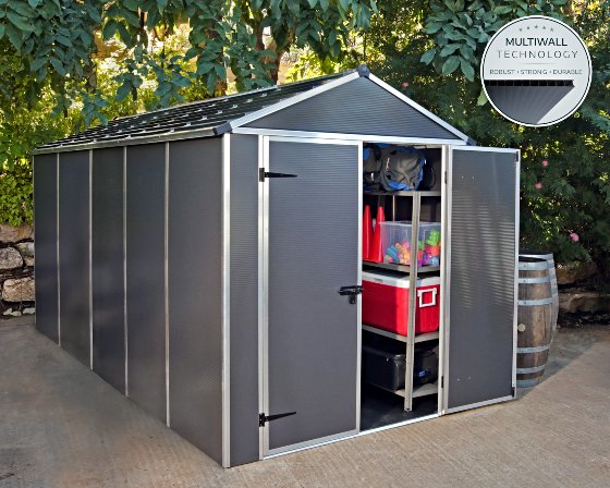 The Palram-Canopia Rubicon Shed With Floor in Dark Gray is 100% maintenance-free and is made with 100% recyclable components thus providing you 100% satisfaction on your backyard shed!