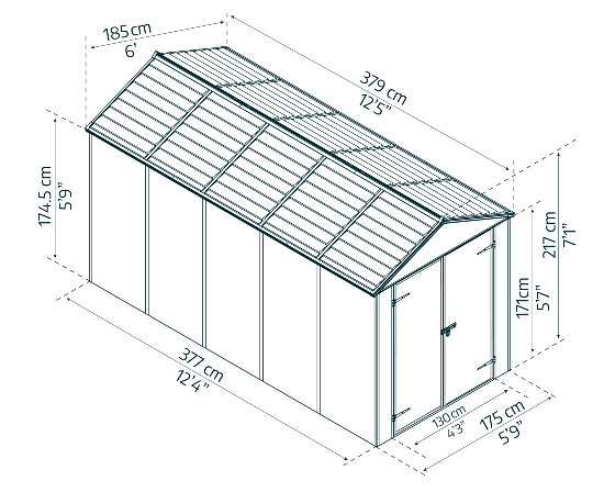 Palram 6x12 Rubicon Storage Shed Kit Measurements