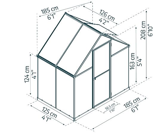 Palram 6x4 Mythos Greenhouse Measurements