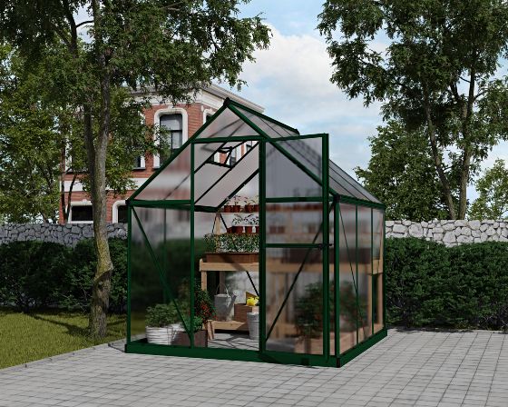 Upgrade your outdoor space with a sleek greenhouse built with virtually unbreakable polycarbonate panels.