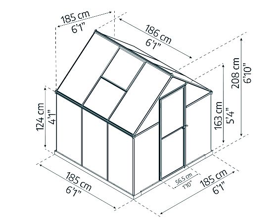 Palram - Canopia 6x6 Mythos Greenhouse Measurements