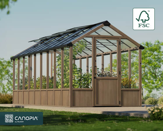 Palram Natura Cedar Greenhouse is constructed from naturally resilient cedar and UV-protected polycarbonate panels