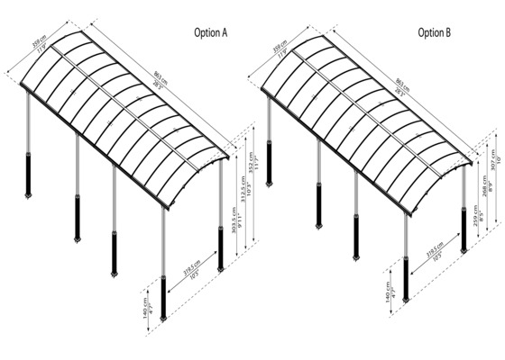 Palram - Canopia Arcadia Alpine 12x28 Carport Kit - Gray