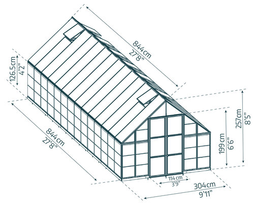 Palram - Canopia Balance 10x28 Greenhouse Kit - Silver 