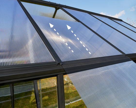Features smooth-sliding polycarbonate panels for easy installation.