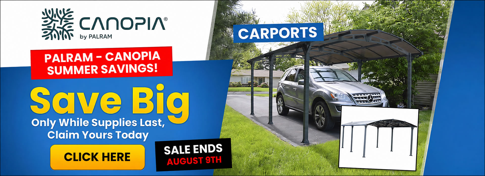 Palram Canopia Metal Carports Sale - Sale Ends August 9th - Free Shipping