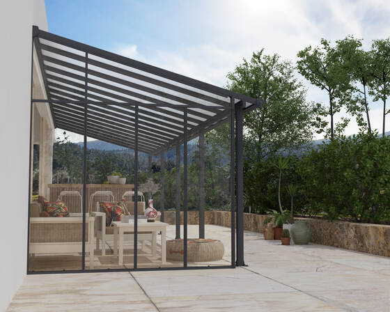 Add wind protection and privacy with a UV-resistant acrylic sidewall and durable aluminum frame.