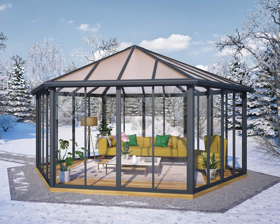 Palram Garda Sunroom Assembled in Backyard