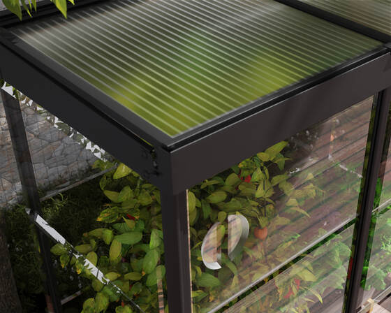 Built-in gutters channel rainwater for convenient collection and irrigation.