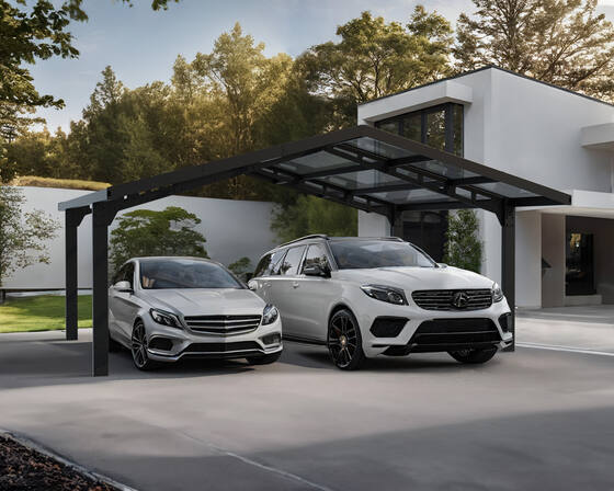 Sydney Cantilever Wave Double Wing Style Carport is a Modern, Space-Saving Vehicle Protection