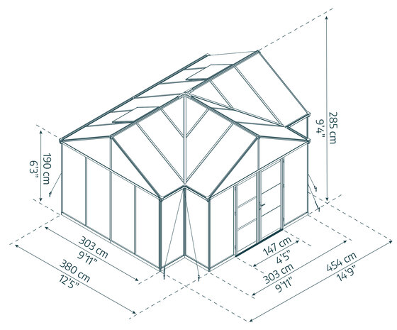 Palram - Canopia Triomphe Chalet Greenhouse Measurements.