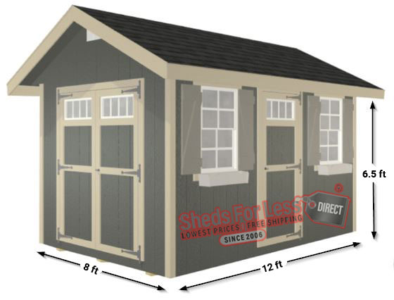 EZ-Fit Riverside 8x12 Wood Shed Panelized Kit Measurements Diagram