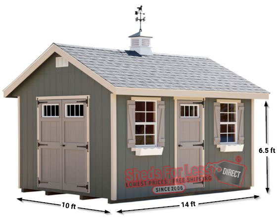 EZ-Fit Riverside 10x14 Wood Shed Panelized Kit Measurements Diagram