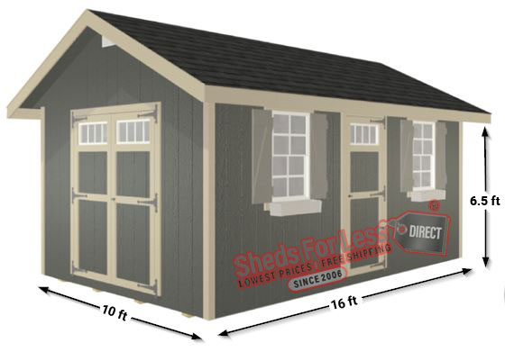 EZ-Fit Riverside 10x16 Wood Shed Panelized Kit Measurements Diagram