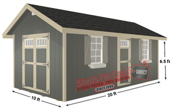 EZ-Fit Riverside 10x20 Wood Shed Panelized Kit Measurements Diagram