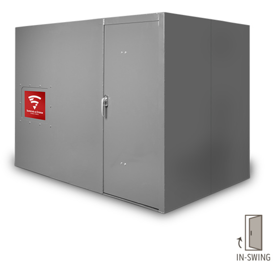 Swing-in steel door helps prevent entrapment if debris blocks the shelter entrance.