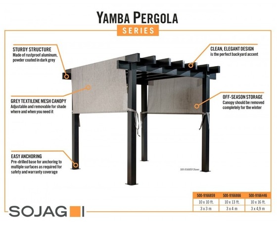 Sojag Yamba 10x10 Outdoor Pergola Kit 