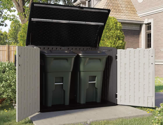 Suncast Stow Away Shed for Trash Can Storage