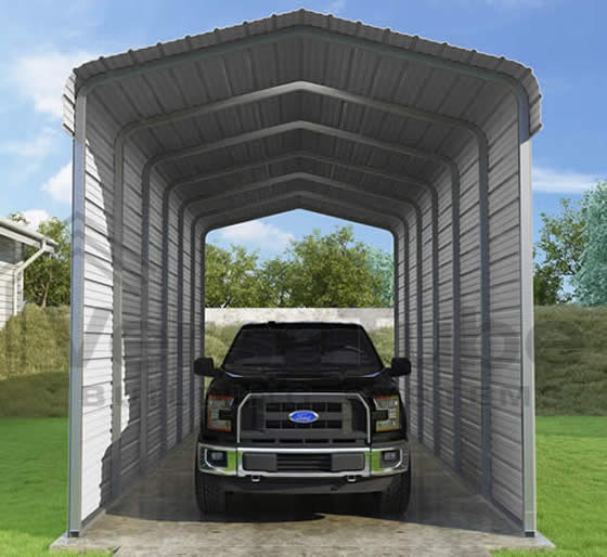 Versatube 2-Sided 12x29x12 Steel Carport Kit - 2 Covered Sides With Easy Drive In and Exit Access