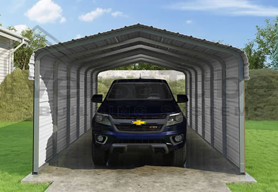 Versatube 2-Sided 12x29x7 Steel Carport Kit - 2 Covered Sides With Easy Drive In and Exit Access