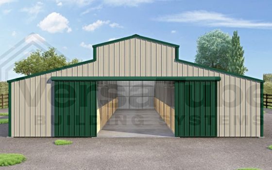 With 12'W x 8'H gable door opening and spacious 13'6