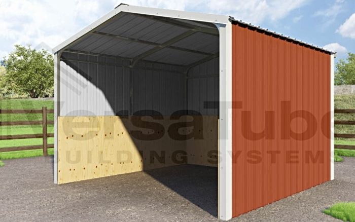 VersaTube 12x12x8 Steel Loafing Shed Kit - Shown in White / Red Color
