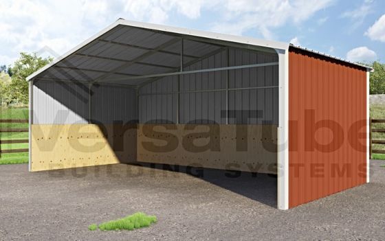 VersaTube 24x12x8 Steel Loafing Shed Kit - Shown in White / Red Color