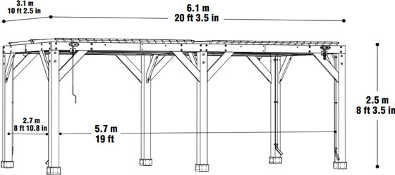 Yardistry 10x12 Louvered Roof Gazebo YM11832 Measurements