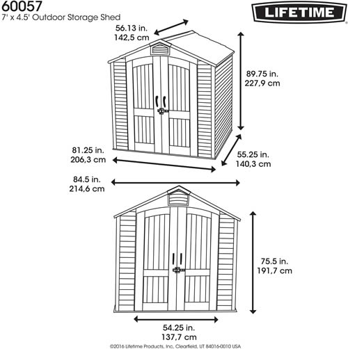 Lifetime Shed Model 60057 Dimensions