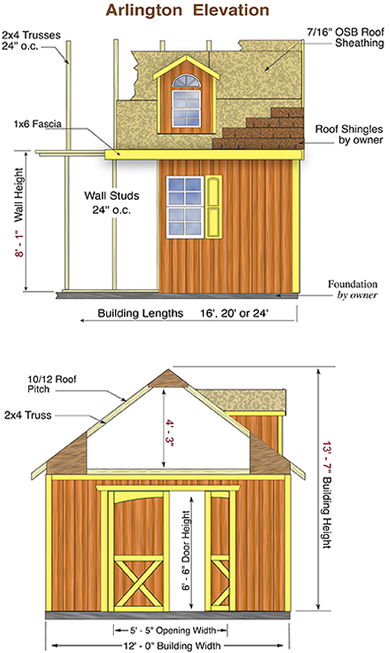 Arlington Wood Storage Shed Measurements