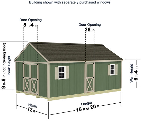Easton 20x12 Wood Storage Shed Measurements Diagram
