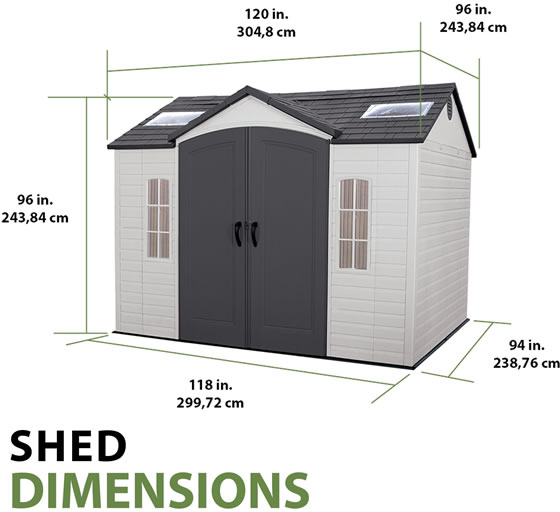 Lifetime 10x8 Plastic Shed 60005 Dimensions