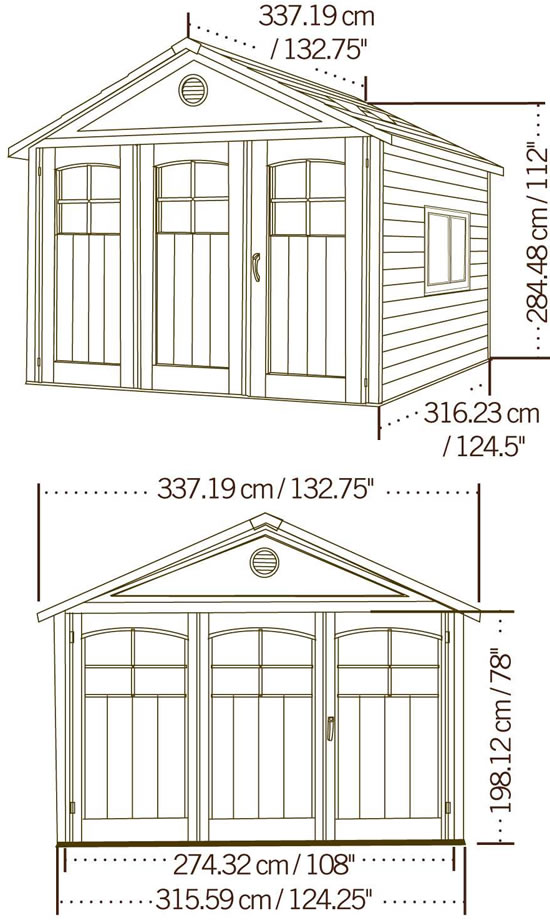 Lifetime 11x11 Plastic Outdoor Storage Shed 60187 Dimensions