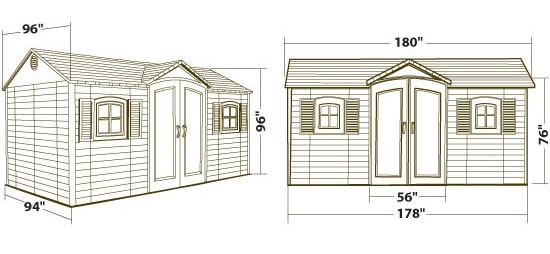 Lifetime 15x8 Plastic Outdoor Storage Shed 6446 Dimensions